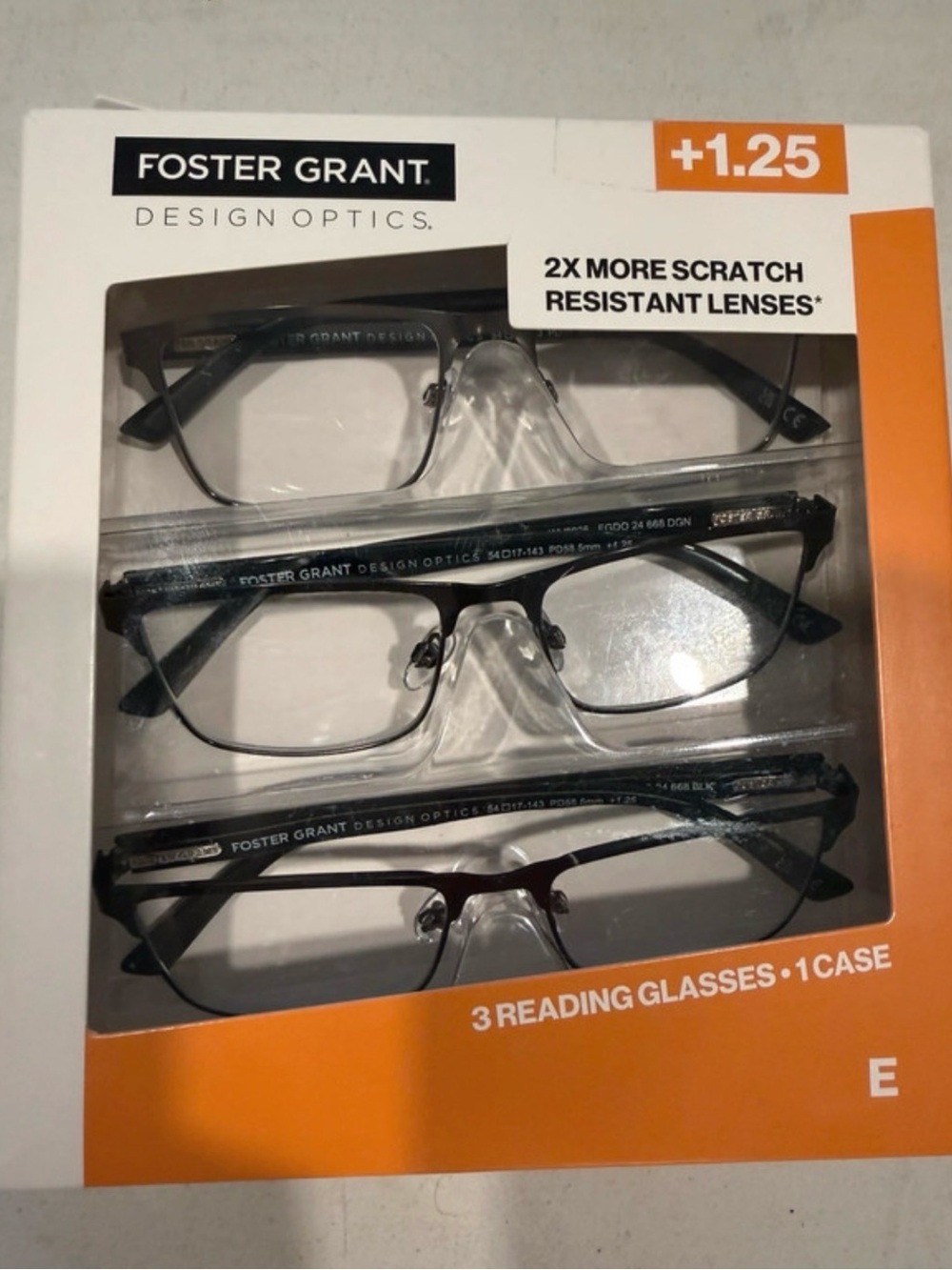 Foster Grant Readers +1.25 Reading Glasses Full Rim Metal (3-Pack) Unisex